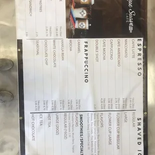 Menu - skinny options available