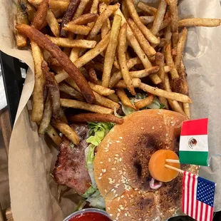 Burger and fries