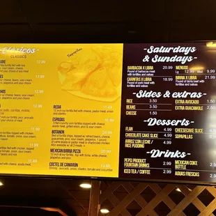 Menu board