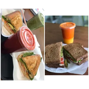 Torta de lomo  Multigreen  Raise the dead  Breakfast sandwich  Orange carrot juice