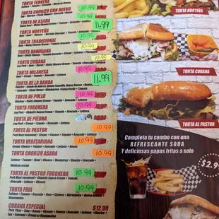 Tortas on menu