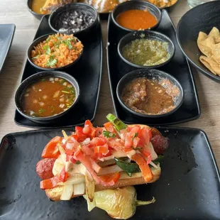 SONORA STREET DOG, CHILE RELLENO #9 Birria Taco, ENCHILADA ROJAS. Everything was delicious! Great service! Will definitely be back.