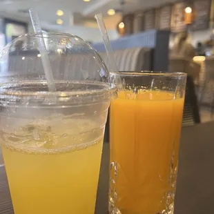 Pineapple (left) orange juice (right)