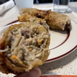 Eggroll close up (mostly meat filled)