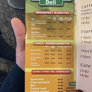 menu