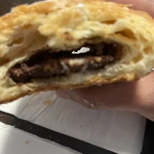 Chocolate stuffed chocolate croissant