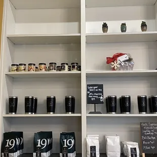 shelves of coffee and tea