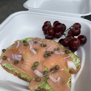 Avocado lox toast