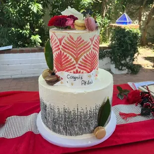 THMS graduation cake feeds 50-60. Lemon blueberry cake with cream cheese frosting.