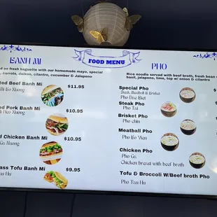 Menu as of October 4, 2023