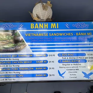 Banh Mi menu as of 4/27/2022