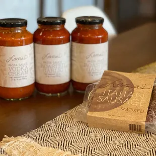 italian sauces on a table