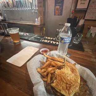 Breakfast burger and fries boyyyyy