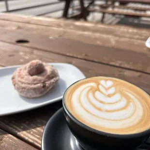 Vanilla latter and old fashioned cinnamon doughnut