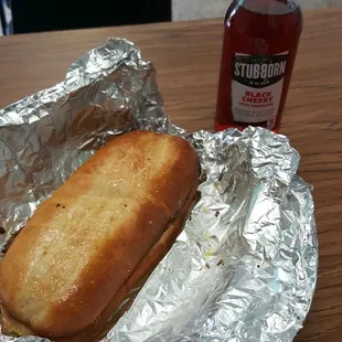 Steak hoagie and soda $7 and change