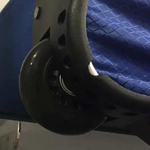 At the pro shop...when I was a kid, we didn't need wheels on our hockey bags.