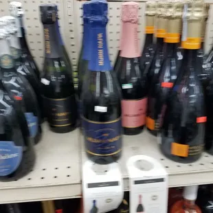 bottles of wine on a shelf