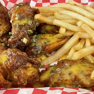 Honey mustard wings and fries