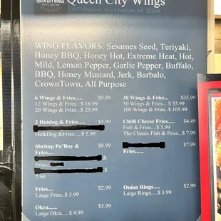 menu and prices