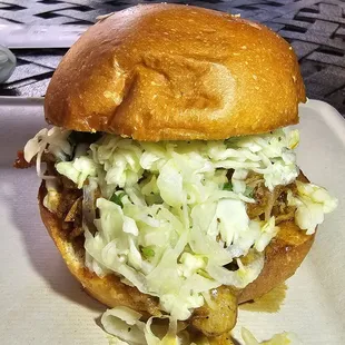 Drunken Garlic Pulled Pork Sandwich