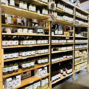 shelves of olives and other products