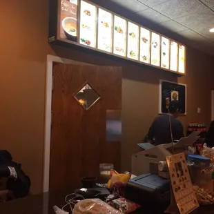 the counter area of a restaurant