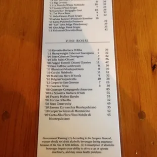 Wine List