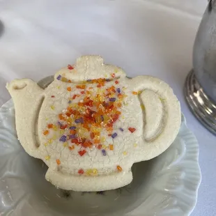 a teapot with sprinkles