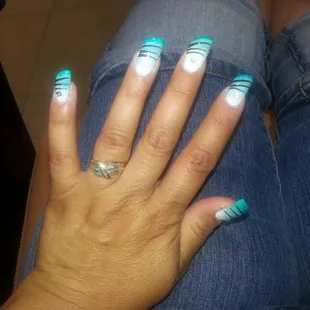 My finished nails. Done by Cindy. Ombre and slant tip
