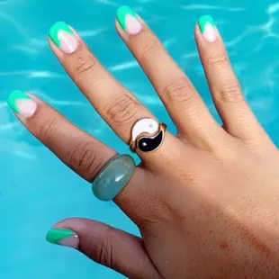 Dip with gel french tip manicure