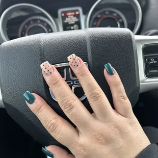 I provided a photo for reference to the nail tech and she delivered to say the least. Love how they came out.