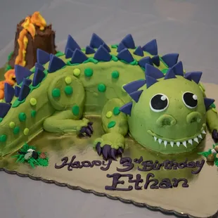 Dino Cake (w/ volcano) exceeded our expectations! Not to mention the down-right goodness of the cake/frosting itself!