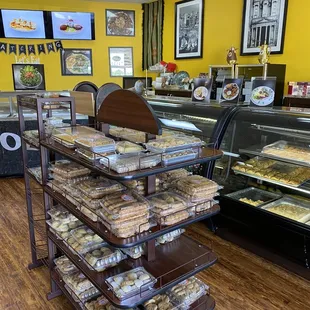 a display of baked goods