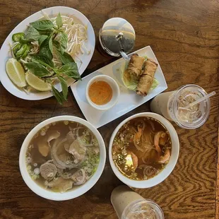 Beef Combo Pho , Spicy Beef Noodle with Egg Rolls &amp; Vietnamese Coffee