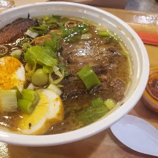 Ramen bowl, comes with pork belly and beef, both very good quality!