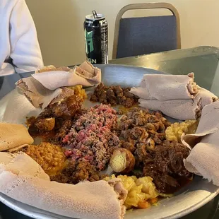 Kitfo, keye tibs, meat combo