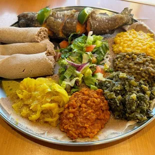 Trout Fish &amp; Vegetarian Combination