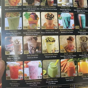 Drink menu