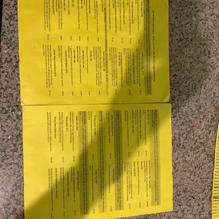 Both sides if the menu
