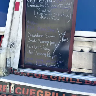a menu on the side of a truck