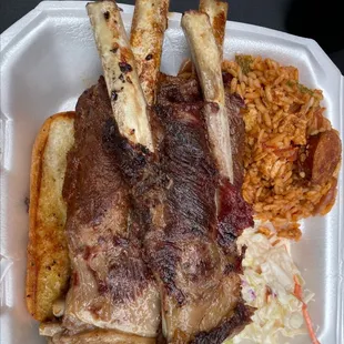 Ribs, jambalaya,  cole slaw