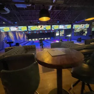 Bowling area - high tables