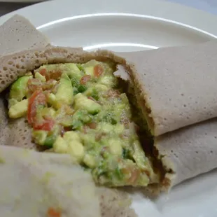 inside the giant injera burrito!
