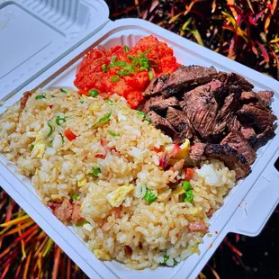 Na ali&apos;i special (kiawe steak &amp; spicy ahi poke)  IG: @fooddeclassified