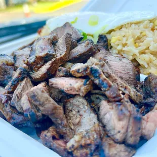 Keawe Smoked Grilled Steak W/Lop Chong Fried Rice Add Egg. YUMMY!!!