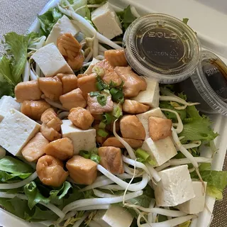 Tofu Salad with Sauteed Salmon