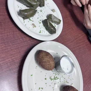 kebabs and Vegetarian Vine Leaves