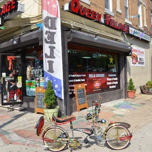 a bicycle parked outside