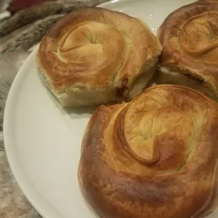 Got these beef pastries from the frozen section. 6 in a box (or one giant roll). Pop in oven for 30min at 450F ... done! Freaking delicious!