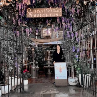 Standing in the front entrance